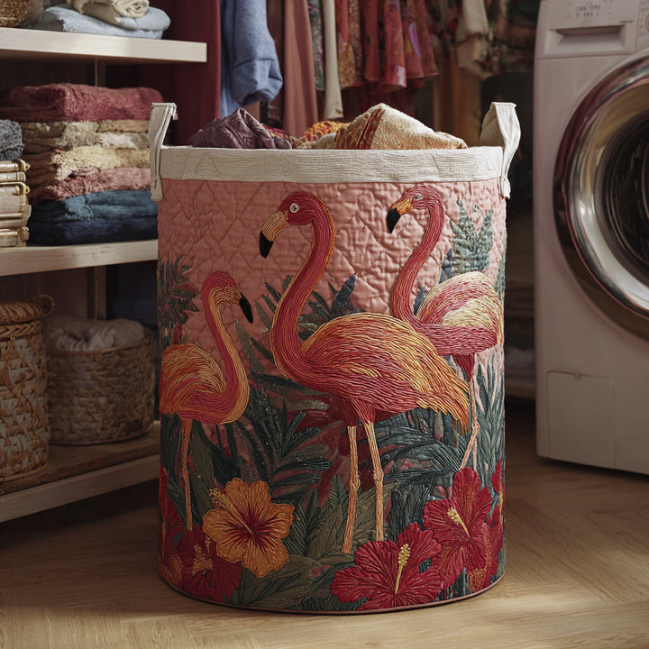Panier à linge matelassé – Flamants roses – vue 1