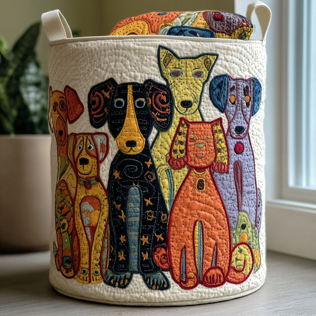Panier à linge matelassé – Motif chiens – vue 7