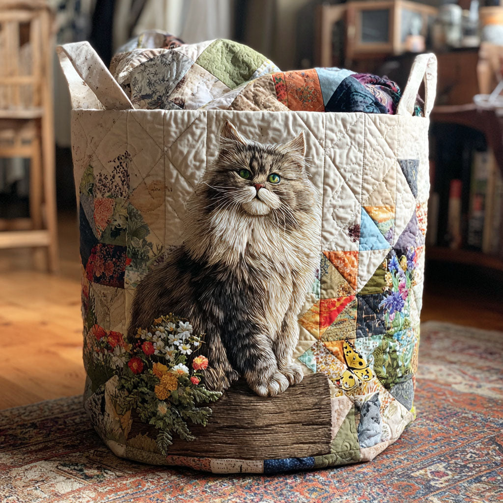Panier à linge matelassé – Chats – vue 1