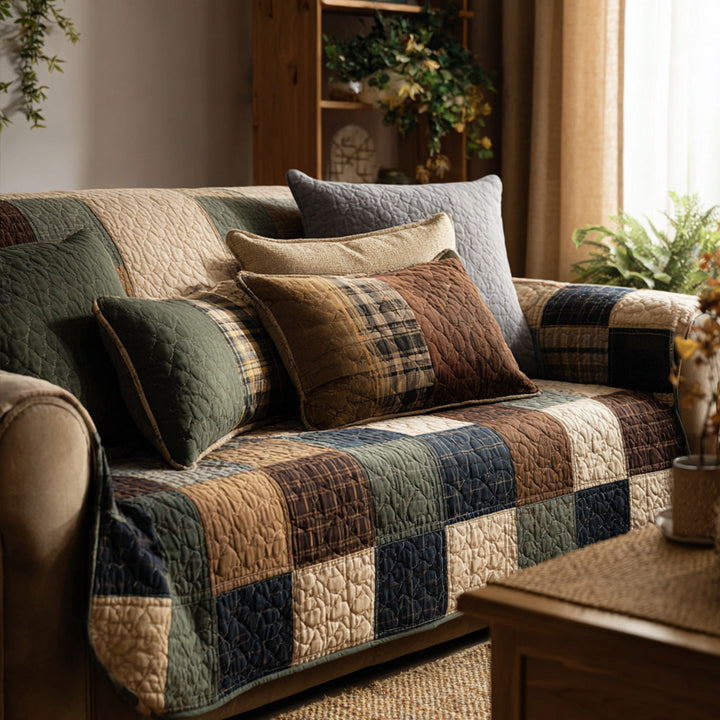 Housse de canapé matelassée – Patchwork rustique