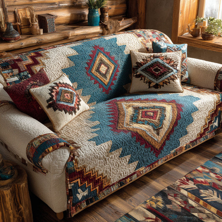 Housse de canapé matelassée – Motif tribal – image 1
