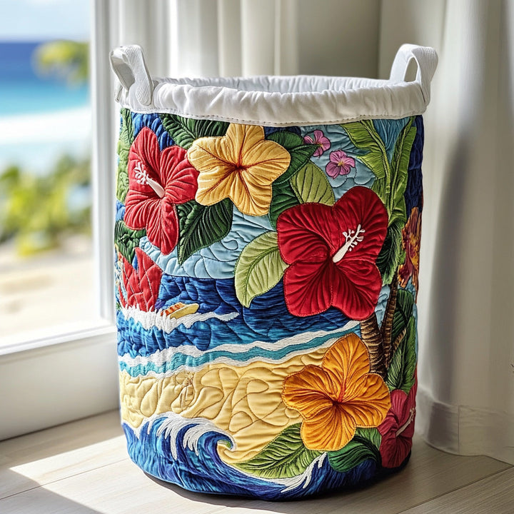 Panier à linge matelassé – Motif tropical – vue 4