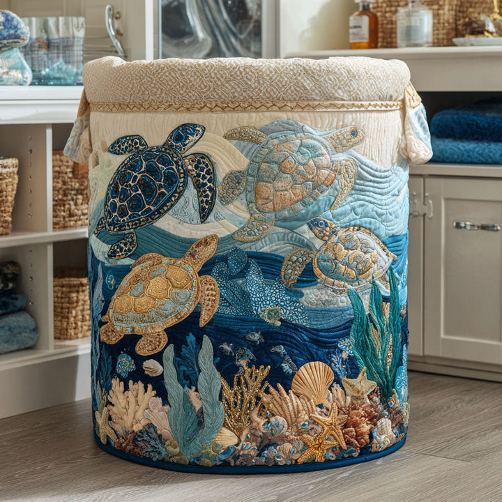 Panier à linge matelassé – Motif marin – vue 1