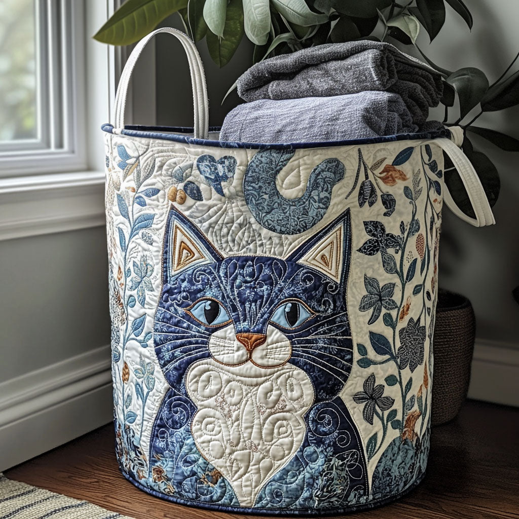 Panier à linge matelassé – Chat chaleureux