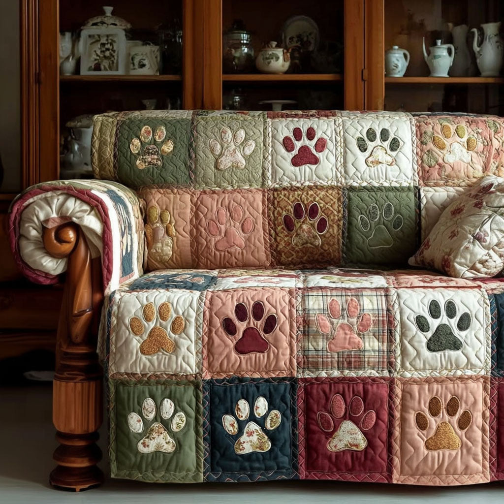 Housse de canapé matelassée – Empreintes de pattes