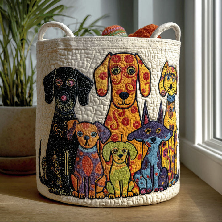 Panier à linge matelassé – Petits chiens joyeux – vue 1