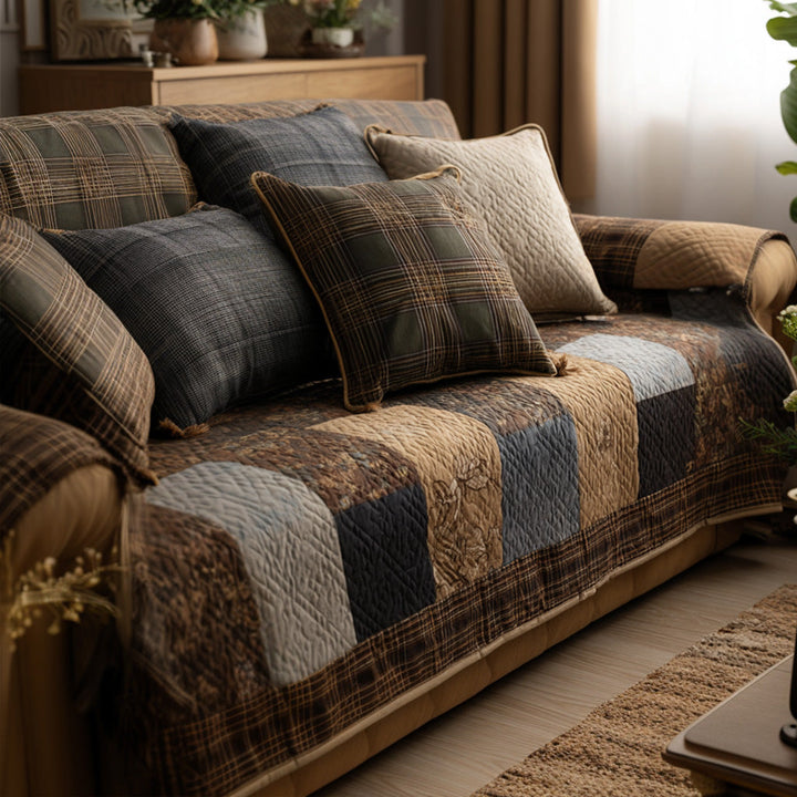 Housse de canapé matelassée – Patchwork rustique