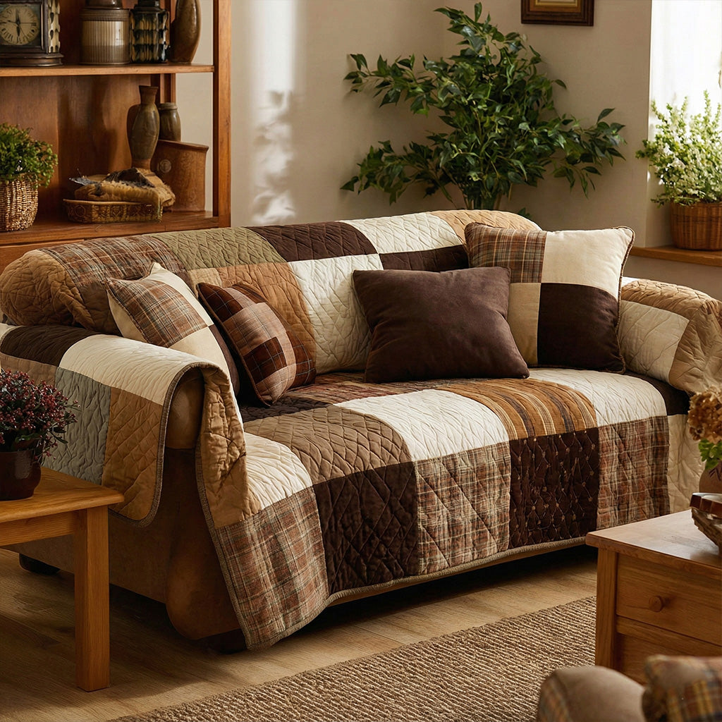 Housse de canapé matelassée – Patchwork rustique
