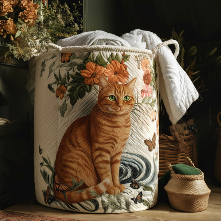 Panier à linge matelassé – Chat aux moustaches dorées – vue 1