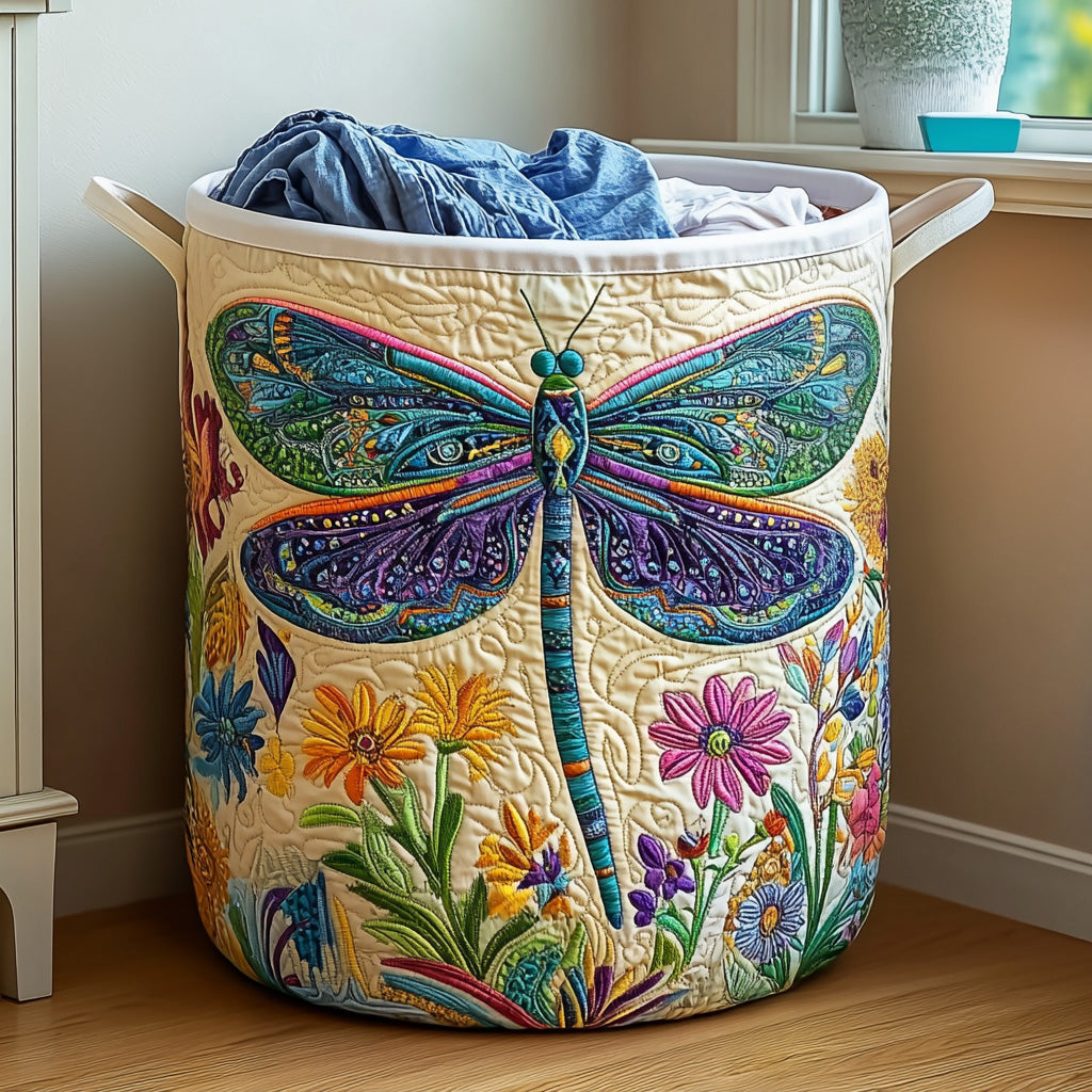 Panier à linge matelassé – Motif floral – vue 1