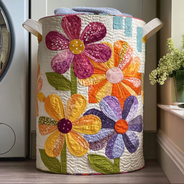 Panier à linge matelassé – Motif floral
