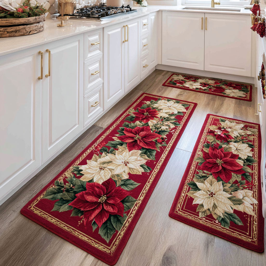 Tapis de cuisine antidérapant – Fleurs d’hiver délicates