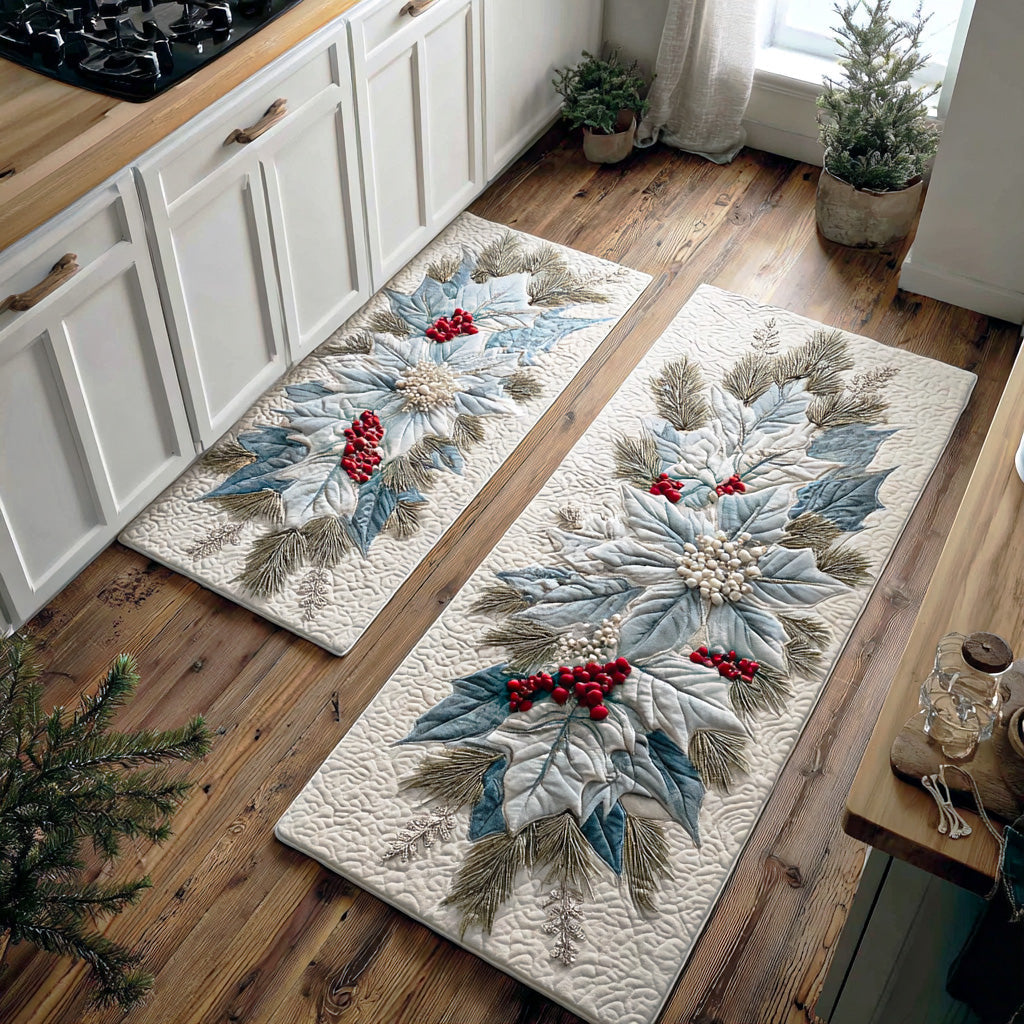Tapis de cuisine antidérapant – Poinsettia de Noël