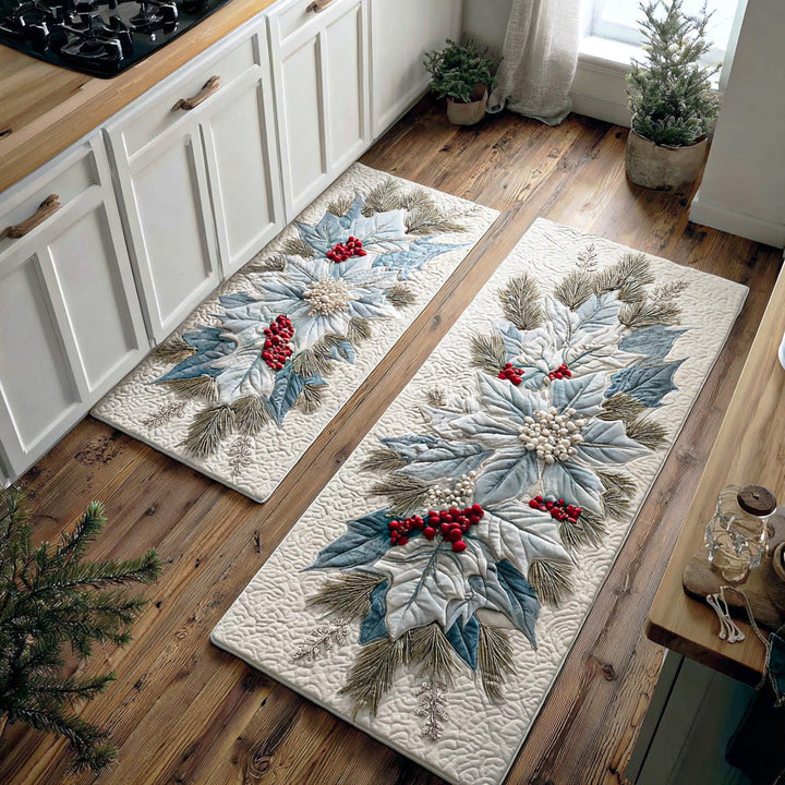 Tapis de cuisine antidérapant – Charme de poinsettia hivernal