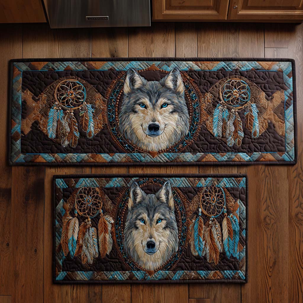 Tapis de cuisine antidérapant – Loup et attrape-rêves