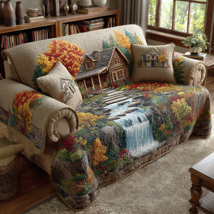 Housse de canapé matelassée – Motif forêt