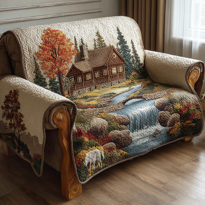 Housse de canapé matelassée – Motif forêt