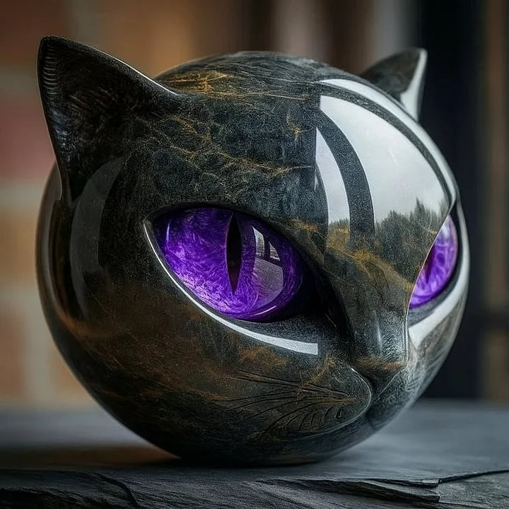 Sculpture Féline - lampe en vitrail