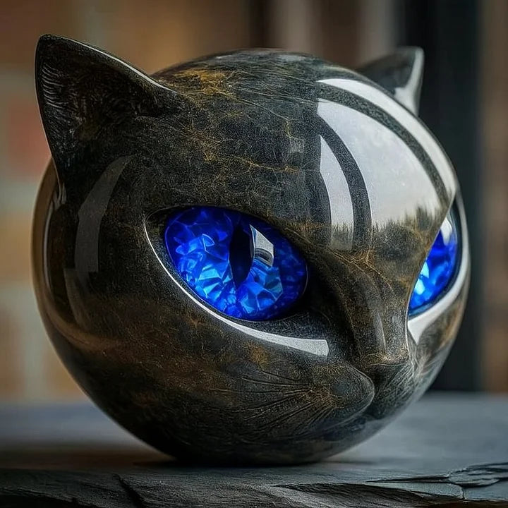Sculpture Féline - lampe en vitrail